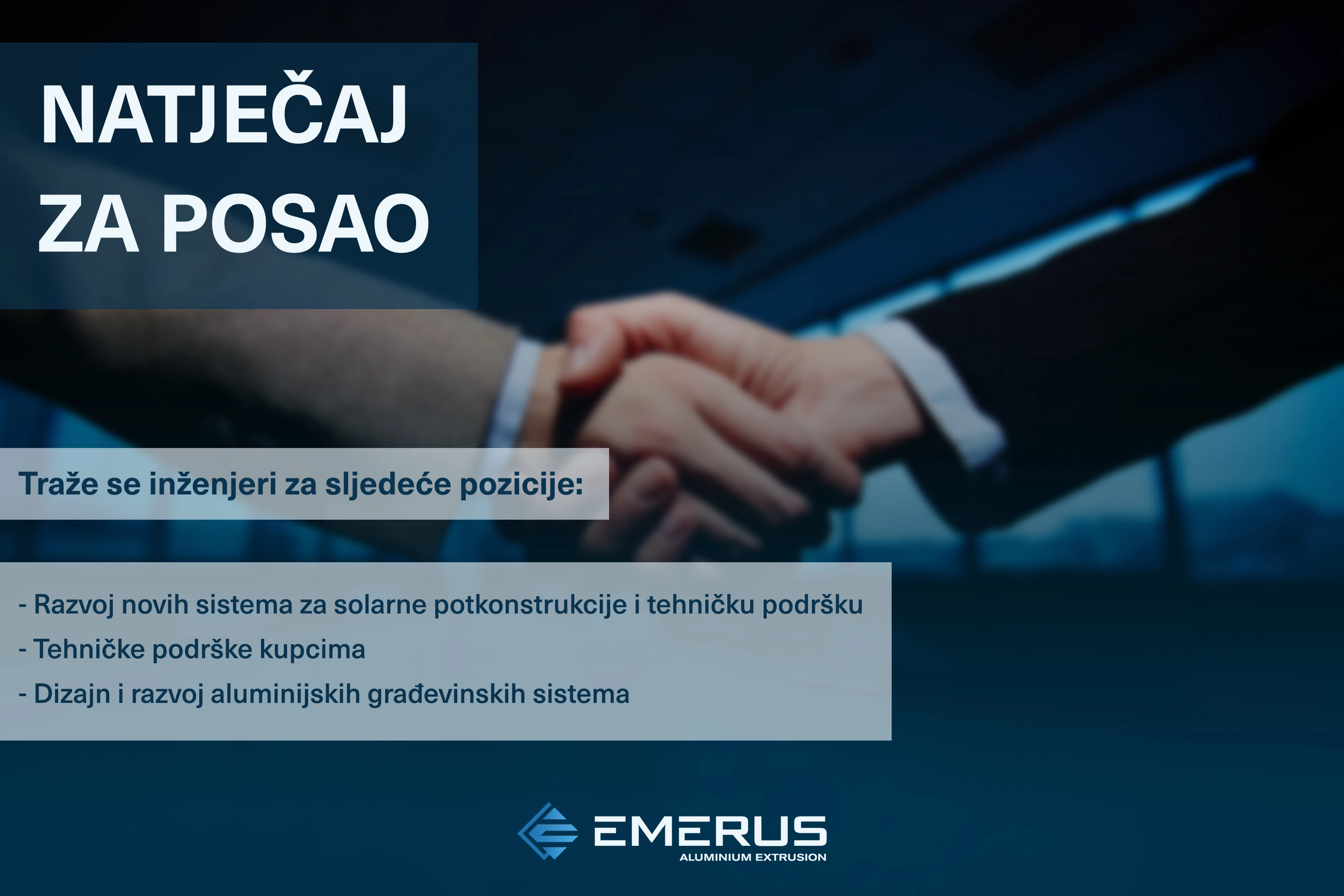 EMERUS: Tražimo inženjere i radnike u proizvodnji i skladištu
