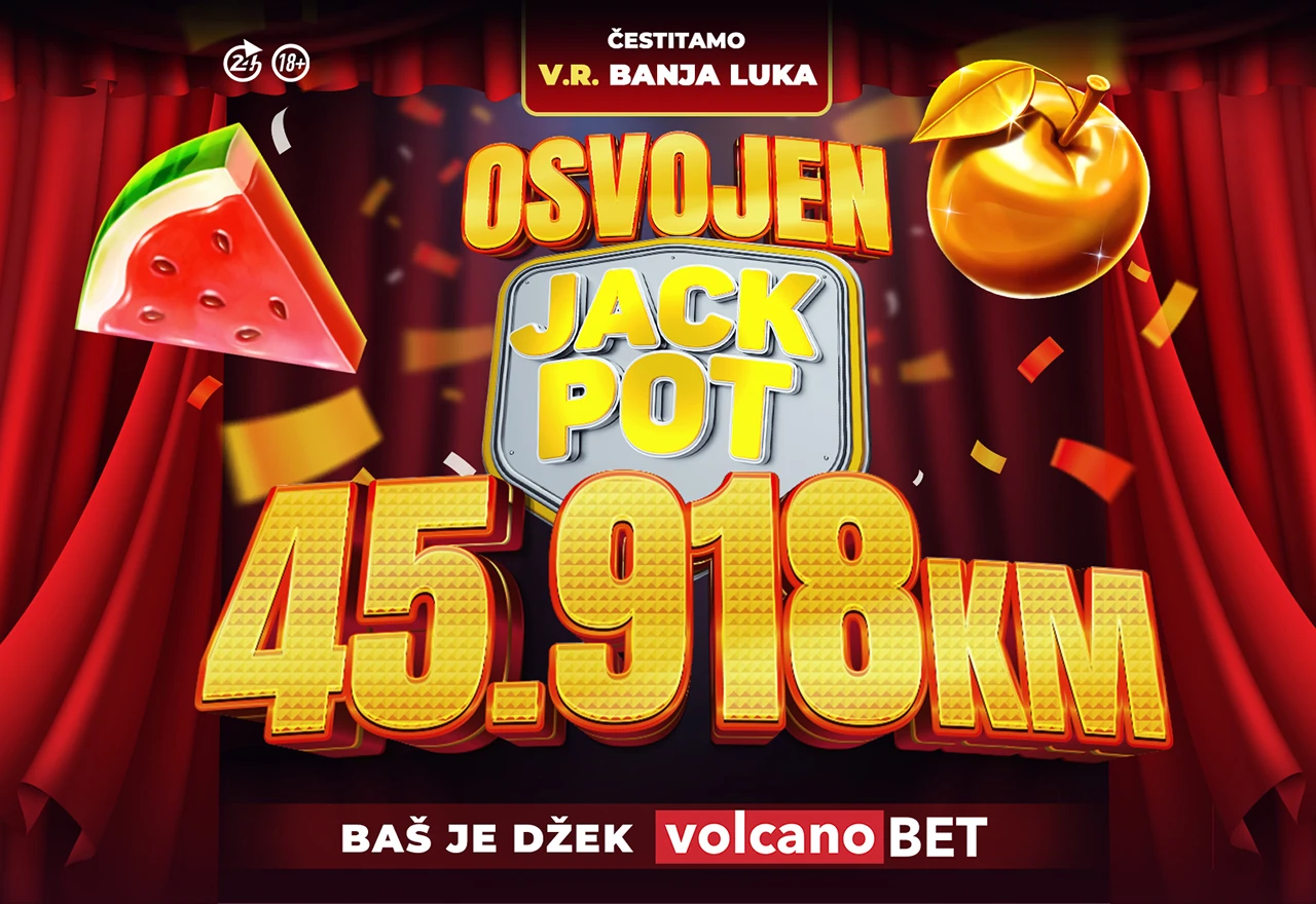 Osvojen je Volcano Jackpot u vrijednosti od 45.918 KM