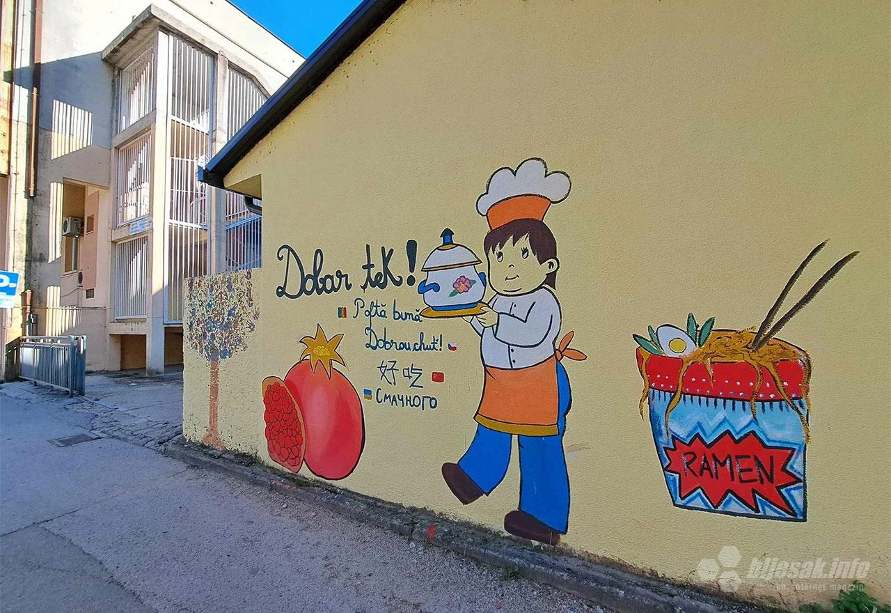 Novi grafit na mostarskoj školi – Dobar tek!