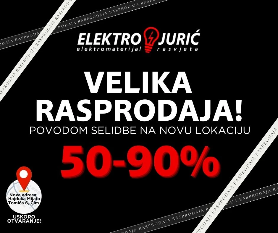 Velika rasprodaja Elektro Jurić asortimana u TC Piramida
