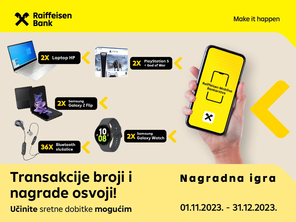 Učinite sretne dobitke mogućim korištenjem Raiffeisen mobilnog bankarstva