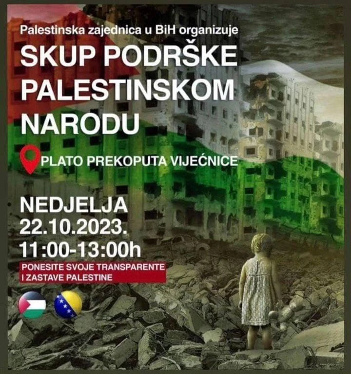 Manijaci pozivaju Željovce na skup podrške Palestini 