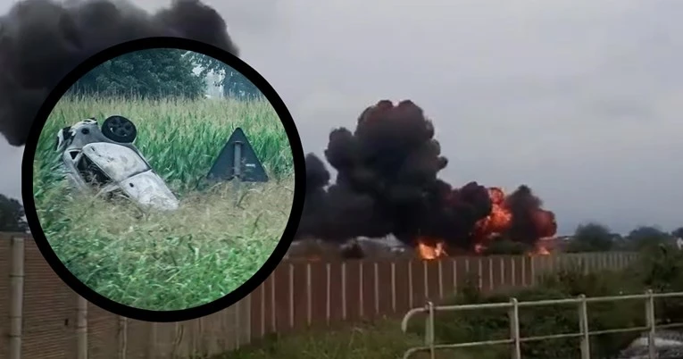VIDEO | U Italiji se srušio vojni avion, pao na auto s obitelji
