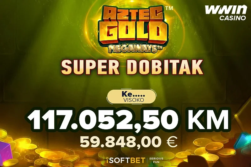 Serija dobitaka na WWin-u se nastavlja: Visočanin osvojio više od 117.000 KM na casinu