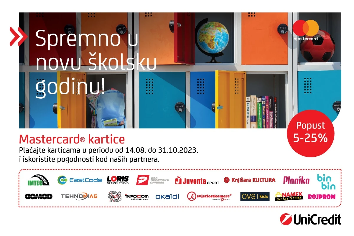 Spremno u novu školsku godinu, uz popuste s UniCredit Mastercard® karticama