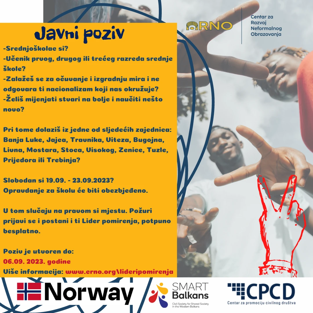 Javni poziv  - Prijavite se na seminar Lideri pomirenja 2.0