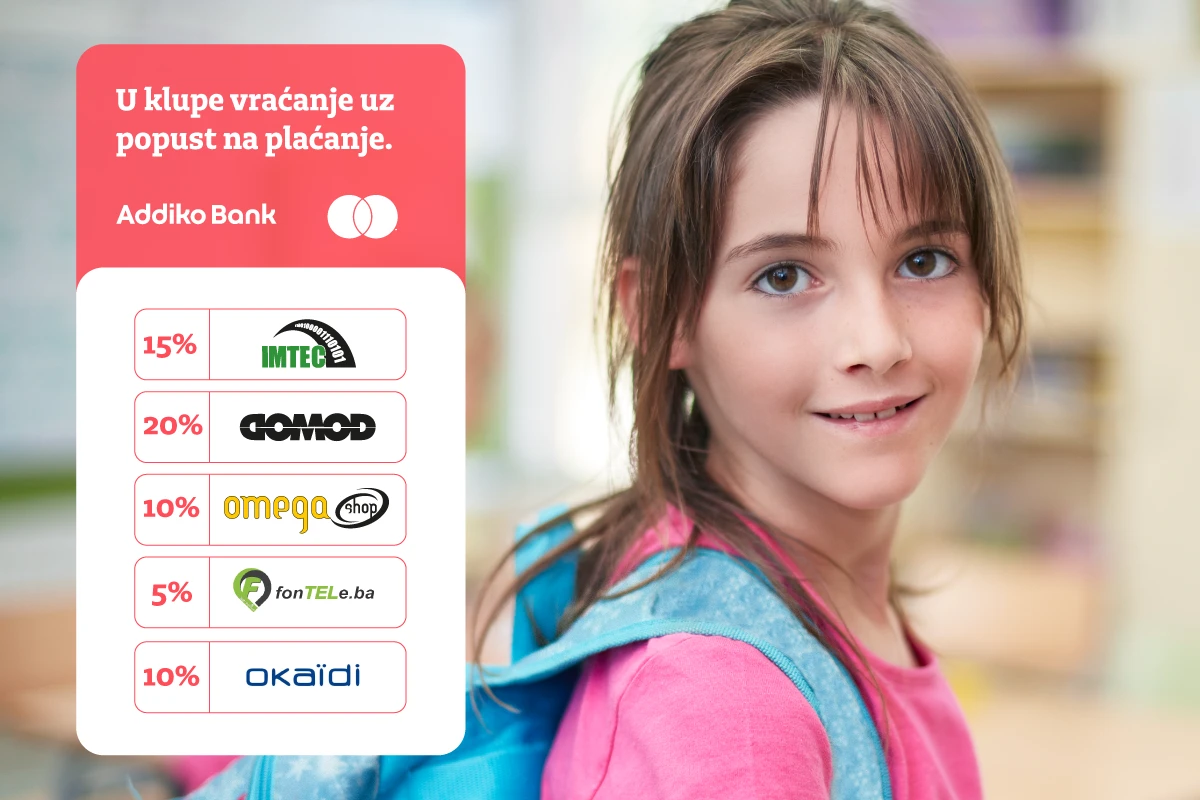ADDIKO BANK SARAJEVO: U klupe vraćanje uz popust na plaćanje!