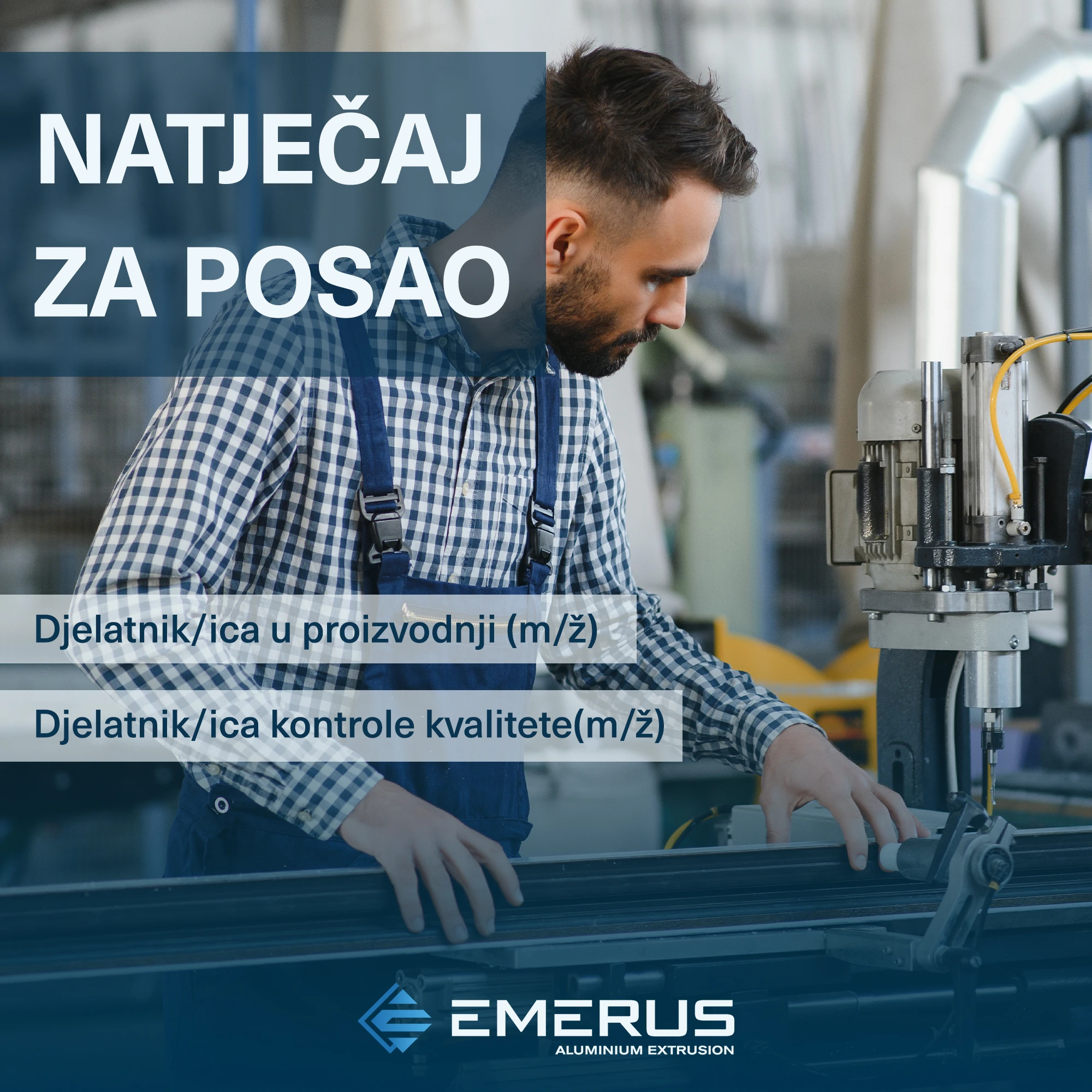 EMERUS: Otvoren natječaj za 2 pozicije u Odjelu proizvodnje
