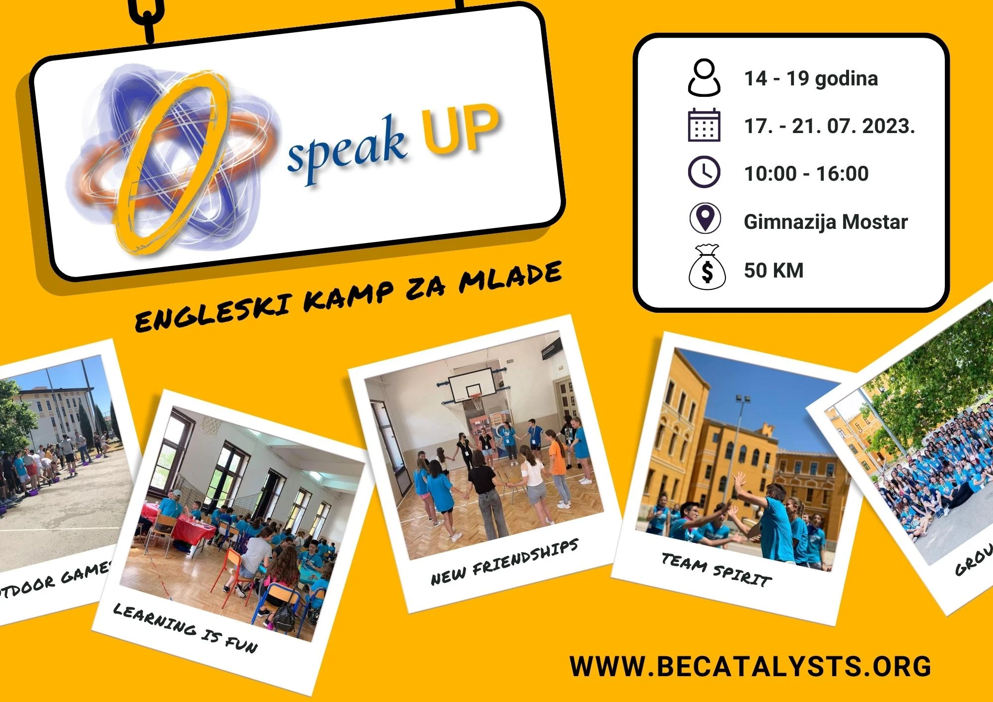 Organizacija Association Be Catalysts organizira engleski kamp ''SpeakUP'' u Mostaru