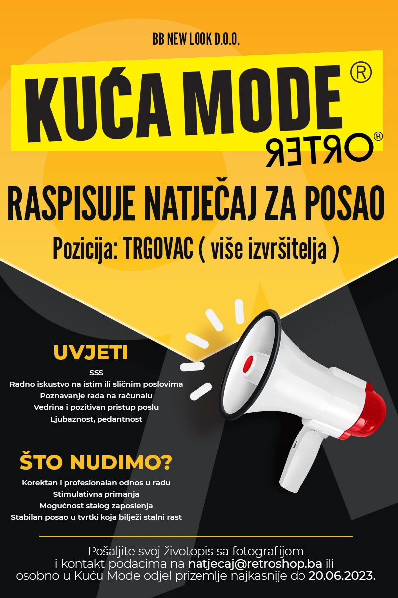 Natječaj za radno mjesto trgovca u Kući mode