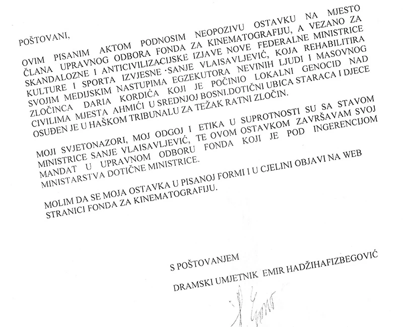 Hadžihafizbegović o glumi u Hrvatskoj: Angažiran sam u svojoj državi