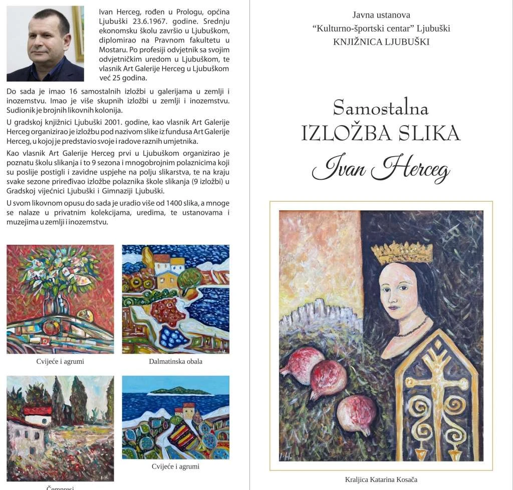 Izložba slika Ivana Hercega u četvrtak u Ljubuškom