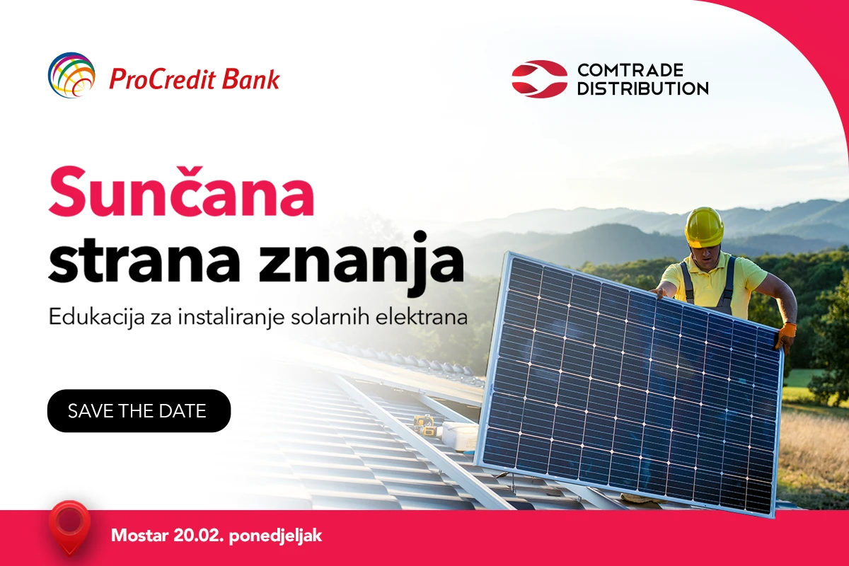 Sunčana strana znanja: ProCredit i Comtrade organiziraju besplatne edukacije o solarnim elektranama