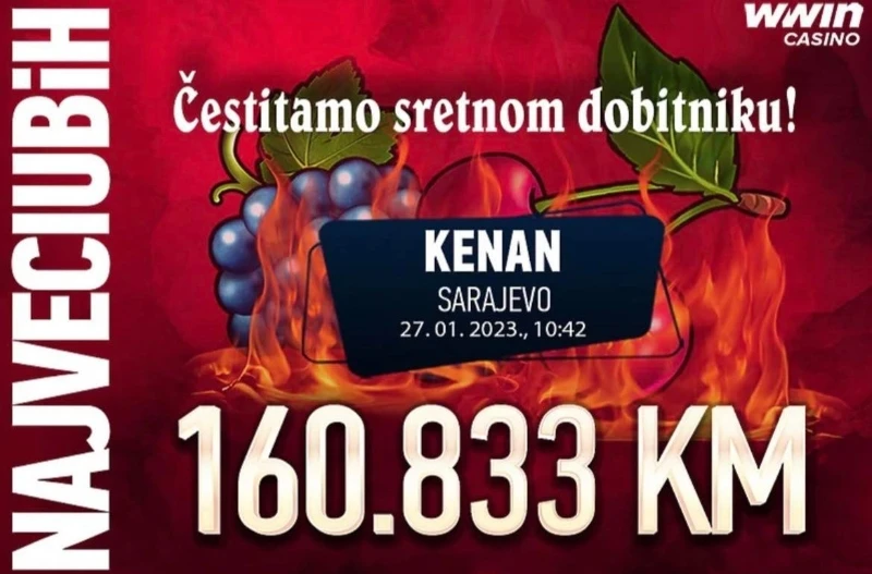 WWin: Sarajlija osvojio najveći casino JACKPOT u BiH