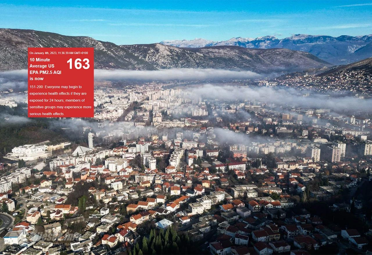 Mostar: Magla se razišla, kvaliteta zraka se pogoršala - ugroženo zdravlje svih stanovnika