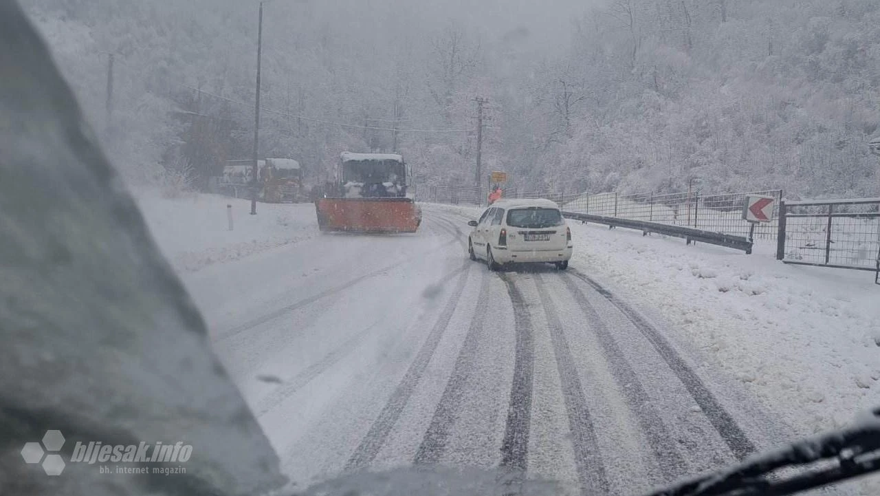 Zastoji zbog snijega u Jablanici, Konjicu, Prozor/Rami...