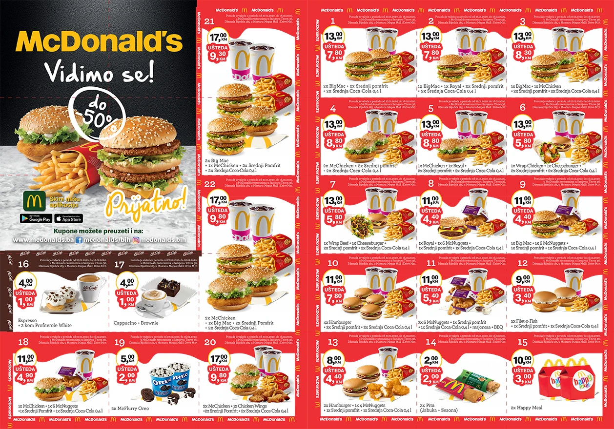Preuzmi McDonald's kupone sa popustima do 50 %