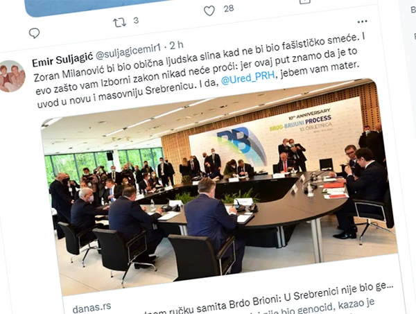 Suljagić Milanoviću opsovao majku