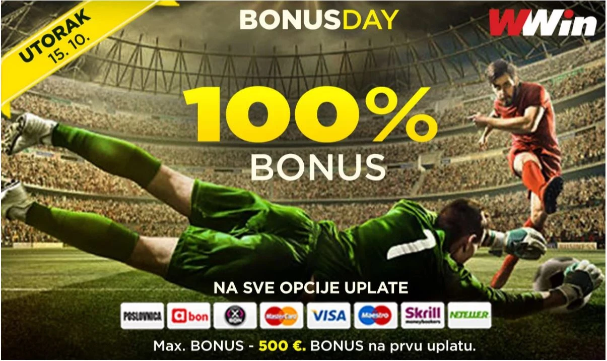 Bonus day u poslovnicama WWin - 100% bonusa na sve opcije uplate DANAS