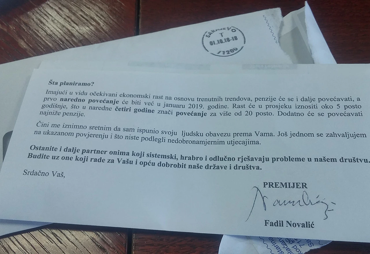 Novalić prekršio zakon slanjem pisama umirovljenicima