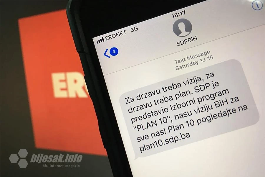 Eronet pojasnio slanje ljevičarskih SMS-ova