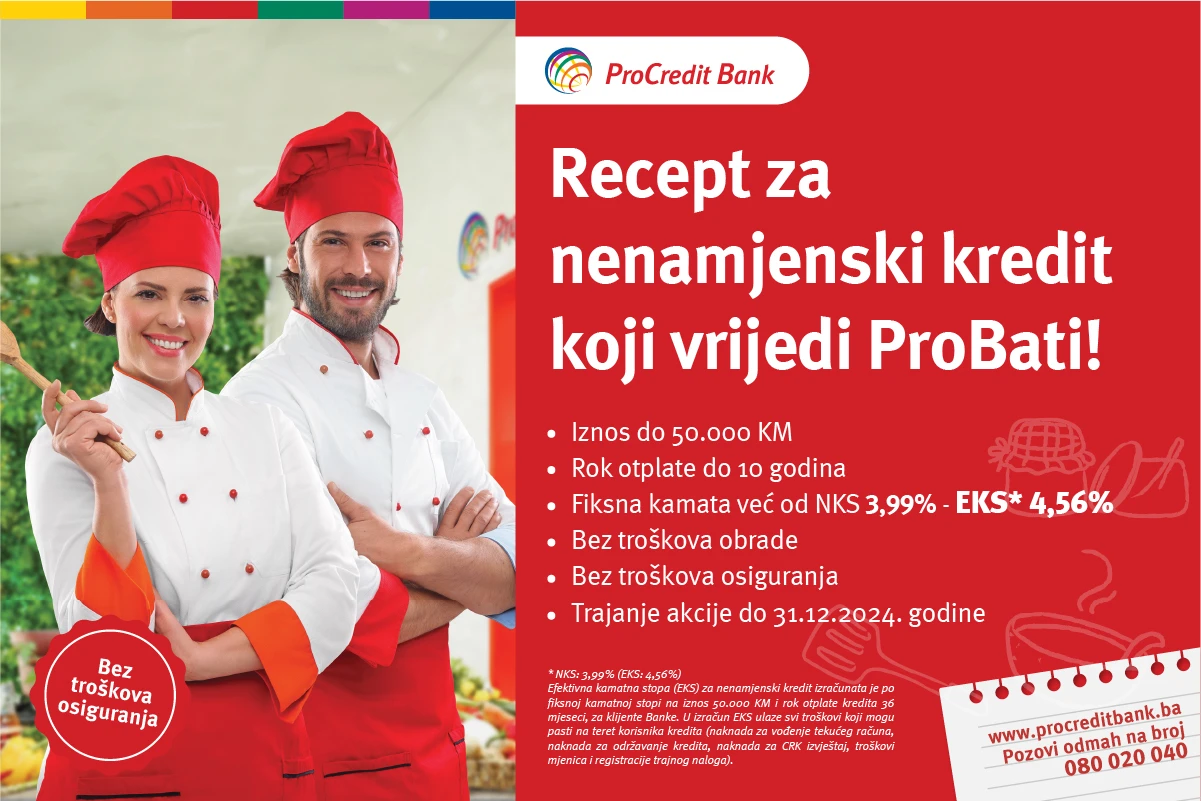 Nova akcijska ponuda ProCredit Banke: Nenamjenski kredit uz veoma atraktivnu kamatnu stopu
