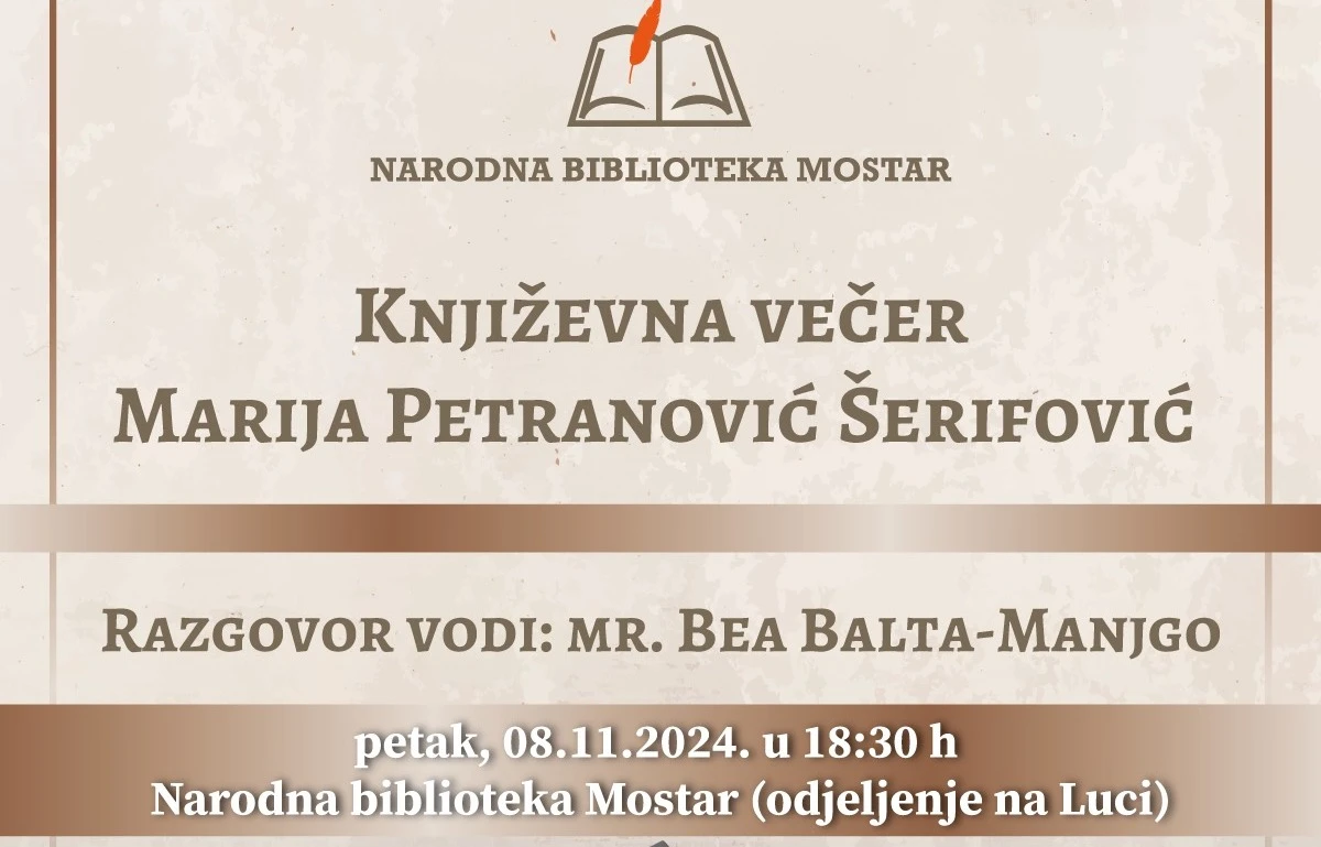 Mostar domaćin književne večeri s Marijom Petranović Šerifović