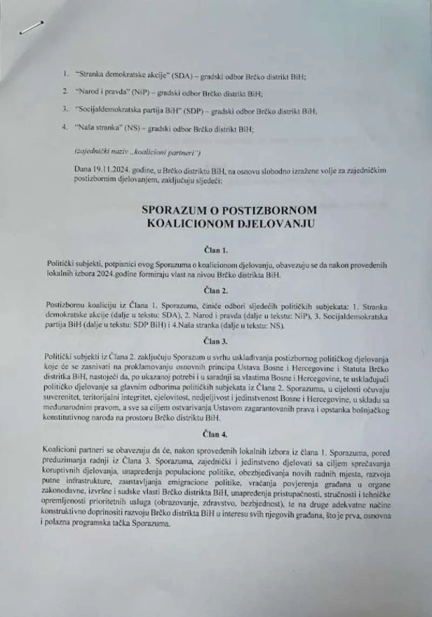 Trojka i SDA u Brčkom potpisale sporazum o koalicijskom djelovanju