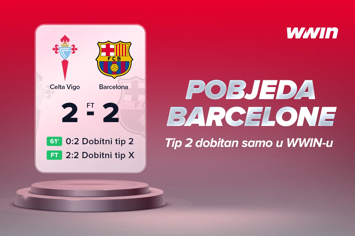 Celta 2-2 Barcelona: WWIN isplatio tikete na pobjedu Barcelone u iznosu od 600.000 KM!