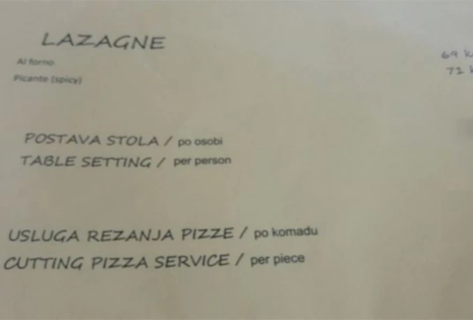 Dobrodošli u Hrvatsku: U restoranu naplaćuju rezanje pizze i postavljanje stola