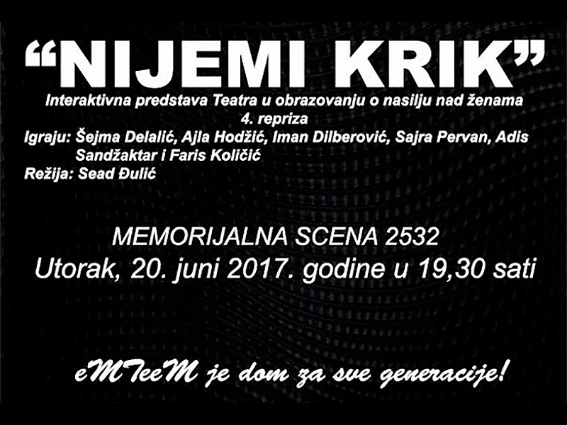 Večeras "Nijemi krik" na 31. Danima teatra mladih