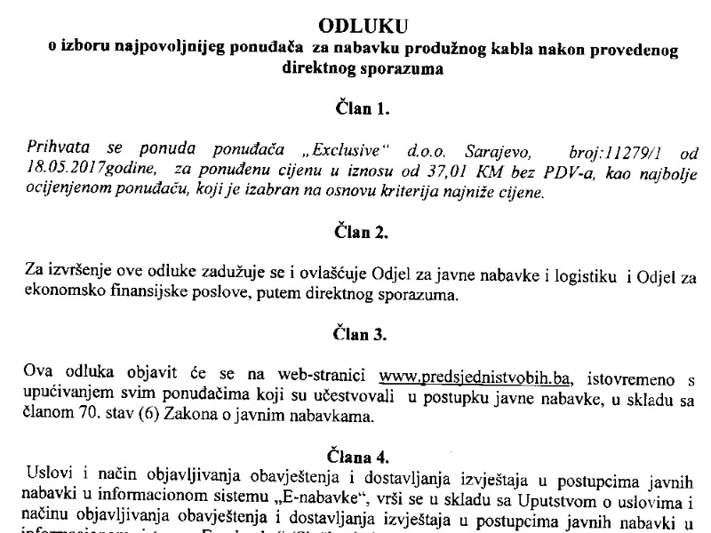Predsjedništvo BiH dobilo novi produžni kabel!