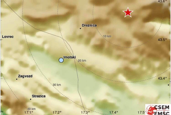 Ponovno se treslo tlo u Hercegovini - epicentar blizu Drežnice