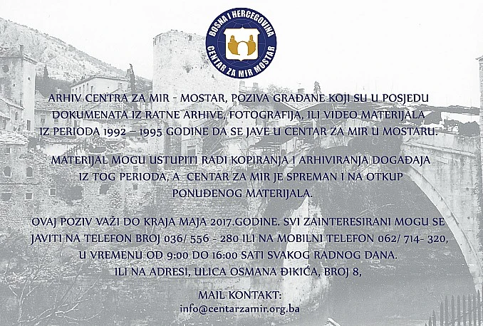 Mostar: Centar za mir skuplja dokumente iz ratne arhive
