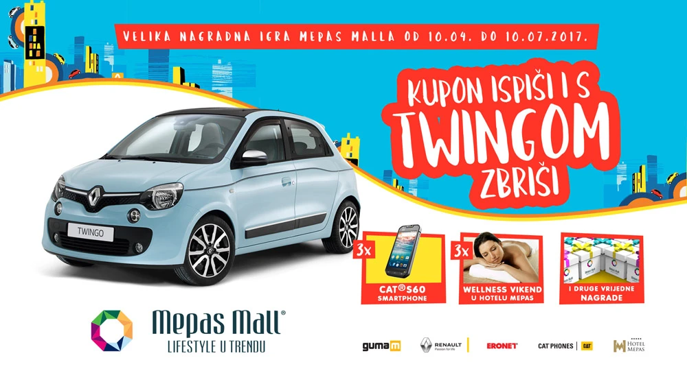 Velika nagradna igra Mepas Malla ''Kupon ispiši i s Twingom zbriši!''