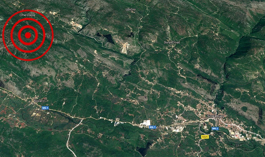 Tri nova potresa na području Širokog Brijega