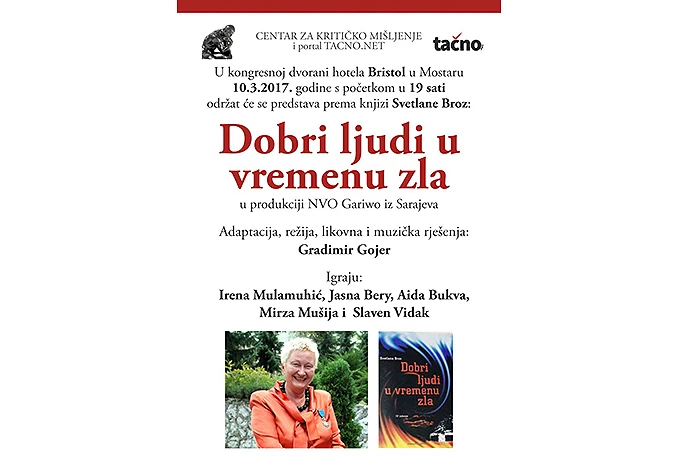'Dobri ljudi u vremenu zla' Svetlane Broz u Mostaru