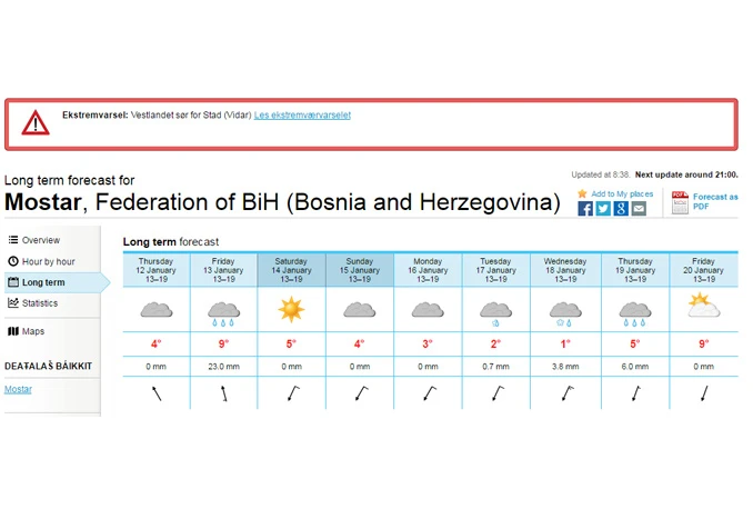 Hercegovina u opasnosti: Izdano crveno upozorenje za 13. siječanj!