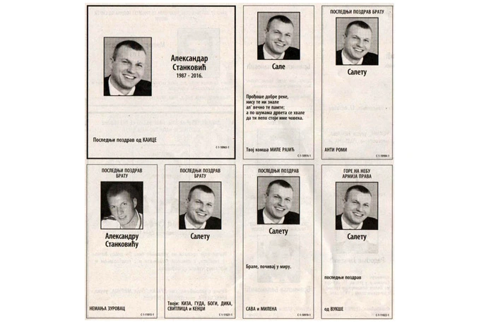 Čitulje Saletu Mutavom preplavile srbijanski tisak