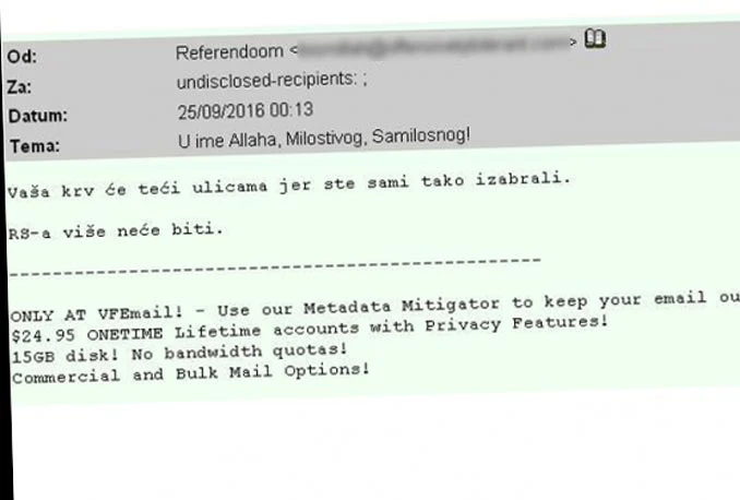 Prijeteći mail kruži Srpskom: Krv će teći ulicama