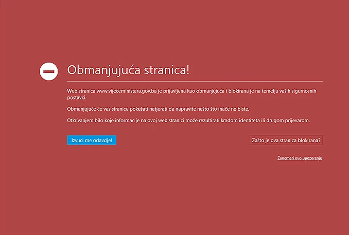 Hakirana stranica Vijeća ministara