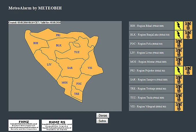 Opasno vrijeme upalilo meteoalarm: Stiže frontalni poremećaj