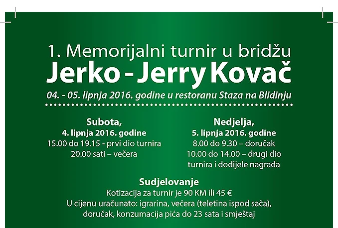 Blidinje domaćin međunarodnog turnira u bridžu