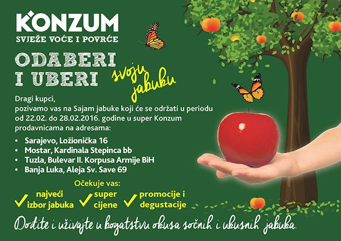 Konzum BiH jača svijest o pozitivnom utjecaju jabuka na zdravlje