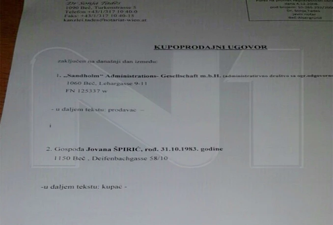 Objavljen ugovor: Špirić stan platio 397.000 eura