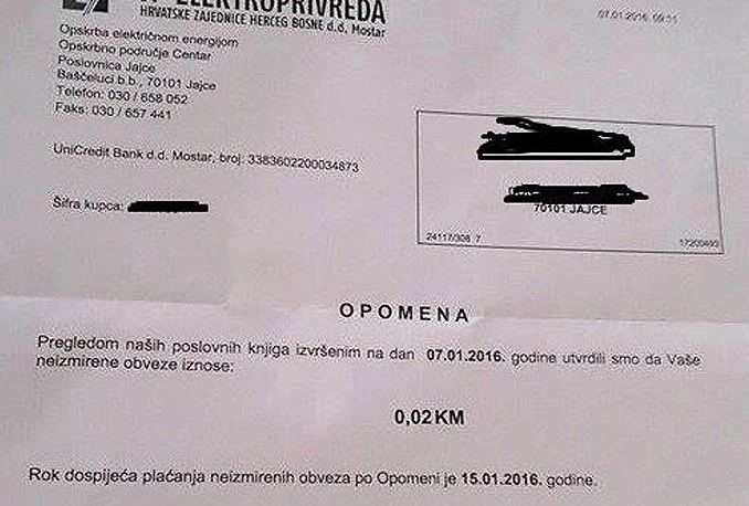 Čist račun, duga ljubav: Internetom kruži zanimljiva opomena Elektroprivrede HZ HB