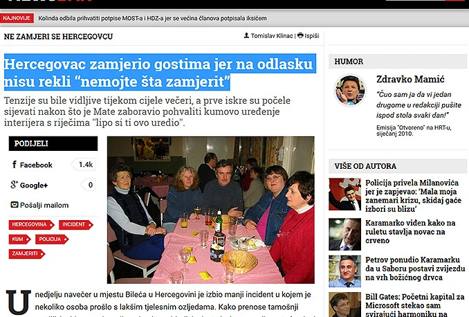 News Bar ismijao hercegovački pozdrav