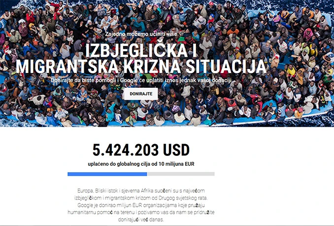 Google pomaže izbjeglicama, donirat će jednaku svotu kao i vi