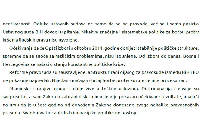 Izvještaj o BiH bez šminke