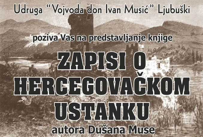 Dušan Musa u Čapljini promovira knjigu ''Zapisi o Hercegovačkom ustanku''